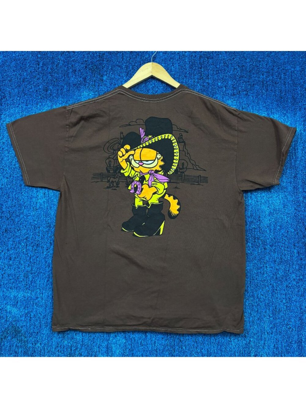 Garfield Cat Rodeo Country Cowboy Cartoon Nickelodeon Tee XL